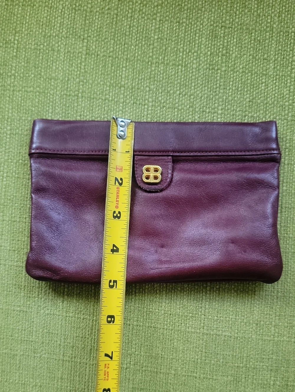 Vintage By BOSCA Leather  Clutch with Gold Accent